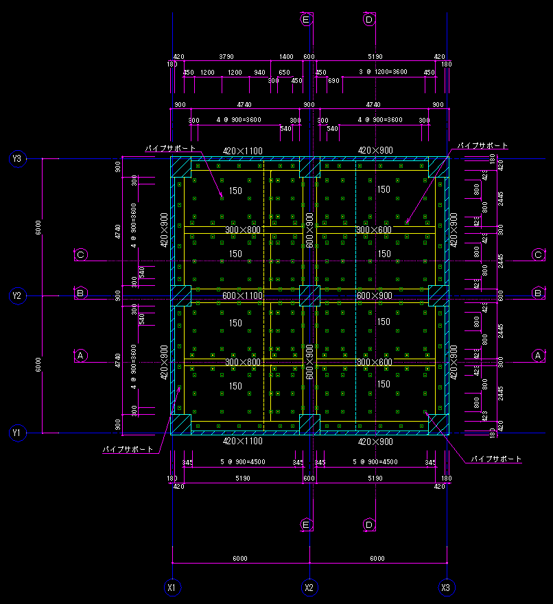 型枠支保工計画図（貸店舗）